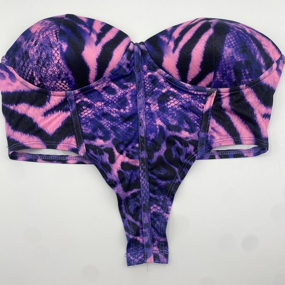 Source Unknown Tops - Rave Sexy Purple Animal Print Crop Top Bustier